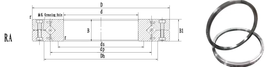 RA系列交叉滾子軸承剖面圖